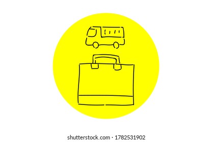 Handwritten simple icon illustration:  Delivery