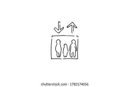 Ilustración de icono simple manuscrita: ascensor