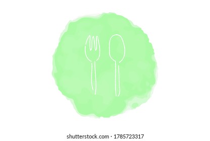 Handwritten simple icon illustration: fork and spoon