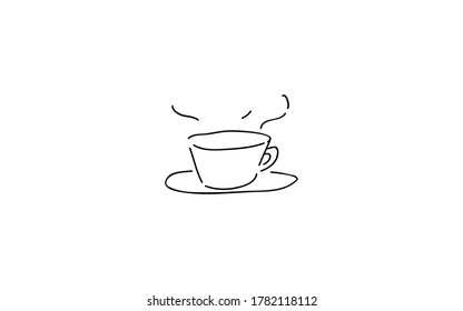 Handwritten simple icon illustration: hot coffee