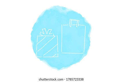 Handwritten simple icon illustration: present box