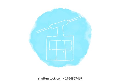 Handwritten simple icon illustration: Ropeway