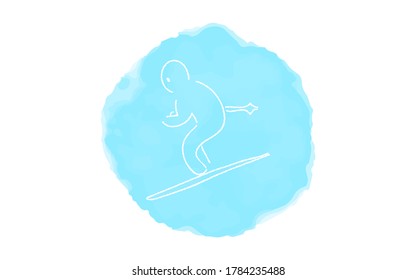 Handwritten simple icon illustration: skier