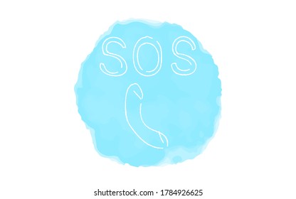 Handwritten simple icon illustration:  SOS