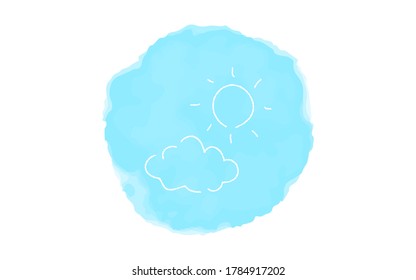 Handwritten simple icon illustration: Sunny and sometimes cloudy