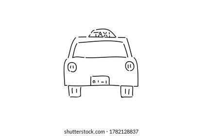 Handwritten simple icon illustration: taxi