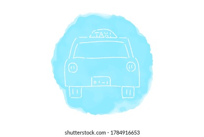Handwritten simple icon illustration: taxi