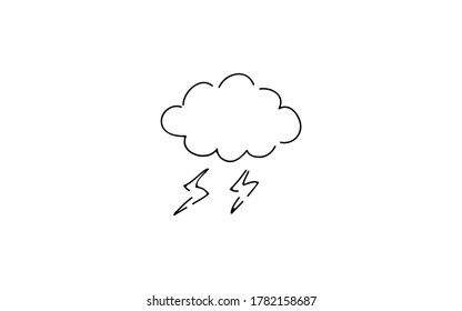 Handwritten simple icon illustration: thundercloud