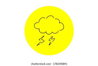 Handwritten simple icon illustration: Thundercloud and thunder