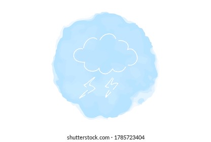 Handwritten simple icon illustration: Thundercloud and thunder