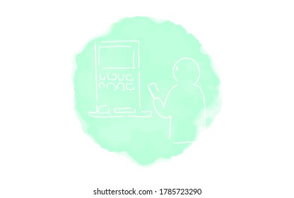 Handwritten simple icon illustration: Ticket office