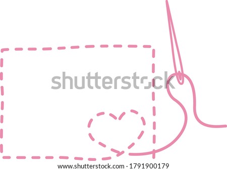 Handwritten simple illustration frame of embroidery drawn with pink lines