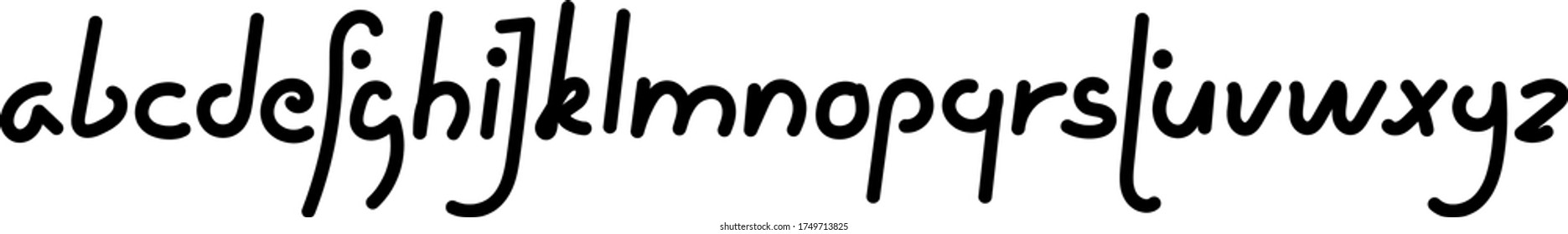 Handwritten simple minimalistic font. Lowercase cursive clipped letters. Lettering. Black letters on a transparent or white background. For cards, posters, banners, articles or sites. EPS 10 vector
