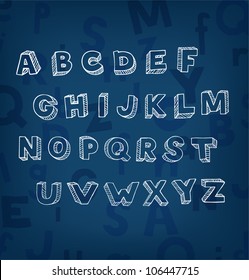 Handwritten sketch font. Capital letters