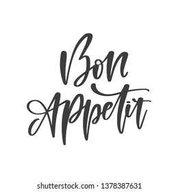 Handwritten slogan - Bon Appetit. Brush calligraphy for kitchen, restaurant, cafe menu. Hand drawn vector prase
