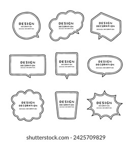 Handwritten speech bubble illustration set.