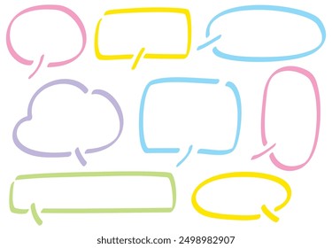 Handwritten speech bubble set with colorful highlighter