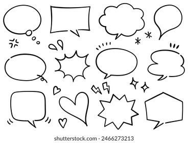 Handwritten speech bubble set, vector illustration