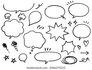 Handwritten speech bubble set, vector illustration