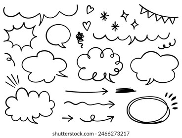 Handwritten speech bubble set, vector illustration