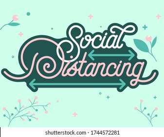 handwritten sticker label social distancing