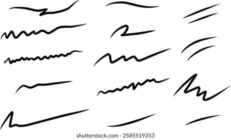 Handwritten strokes on transparent background drawn with pen Vector illustration. eps 10
