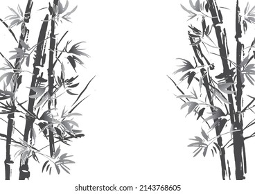 Handwritten style bamboo background illustration