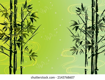 Handwritten style bamboo background illustration