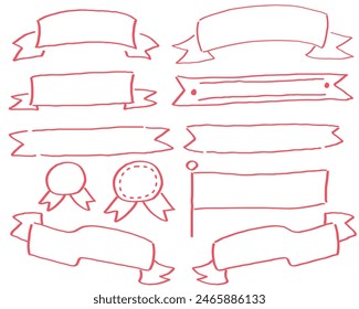 Handwritten style cute red ribbon material collection