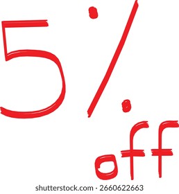 Texto de descuento de estilo escrito a mano que dice porcentaje de descuento, Vector transparente para promoción, venta o diseño de compras.