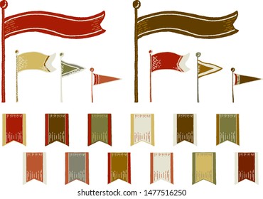 Handwritten style flag set autumn retro vintage