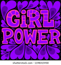 Handwritten style font, text colors card, poster, t-shirt lettering print. Women power and feminism theme