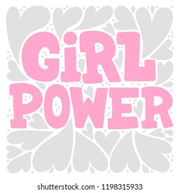 Handwritten style font, text colors card, poster, t-shirt lettering print. Women power and feminism theme