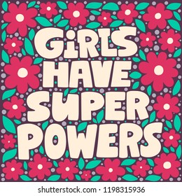 Handwritten style font, text colors card, poster, t-shirt lettering print. Women power and feminism theme