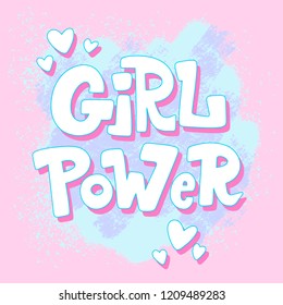 Handwritten style font, text colors card, poster, t-shirt lettering print. Women power and feminism theme