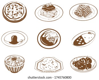 Handwritten style food vector illustration set