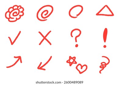 Handwritten style grading checkmark set.