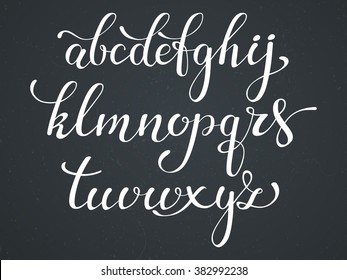 Handwritten  Style Modern Calligraphy  Font. Alphabet. Cute  Letters Separated, Though Shown Connected. For Postcard Or Poster Decorative Graphic Design.