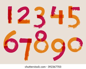 Handwritten Style Numbers - Vector Illustration