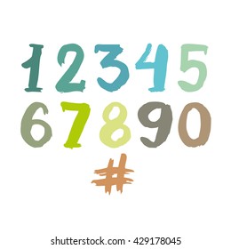 Handwritten Style Numbers - Vector Illustration