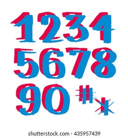 Handwritten Style Numbers - Vector Illustration