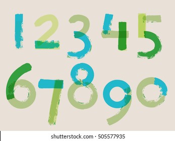 Handwritten Style Numbers - Vector Illustration