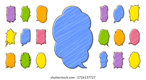 Estilo escrito a mano diseño offset burbuja de discurso, escritura de Vertical