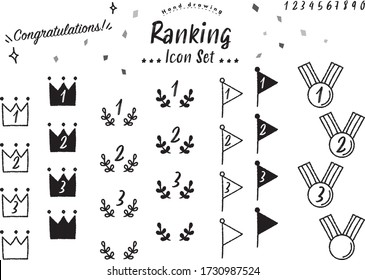 Jeu d'icônes de classement de style manuscrit