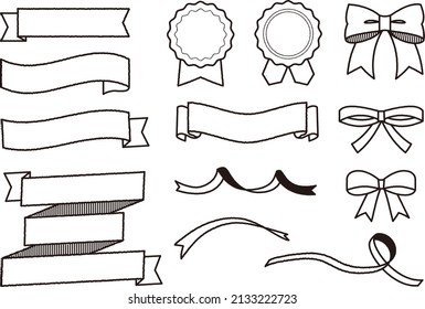 Handwritten style ribbon set. Vector illust.