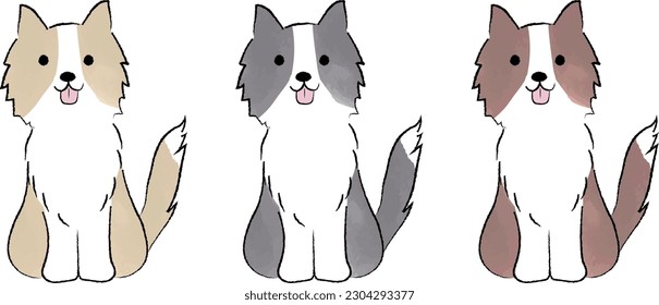 Handwritten style simple cute border collie
illustration of