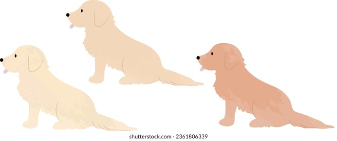 Handwritten style simple cute golden retriever illustration sitting No main lines