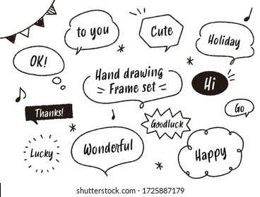 Handwritten style speech bubble icon set