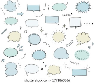 Handwritten style speech bubble illustration set.