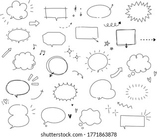 Handwritten style speech bubble illustration set.